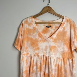 Medium Orange Sherbet Oversized Baby Doll Dress Cozy French Terry Beach Coverup